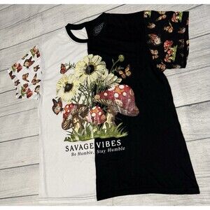 Fresh Laundry Savage Vibes Stay Humble Yin Yang T Shirt Size XL Mushrooms Hippie